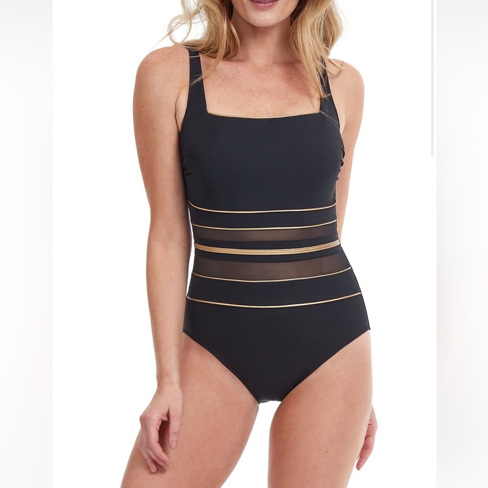 Gottex Swimwear Onyx Stripe One-Piece Swimsuit 14